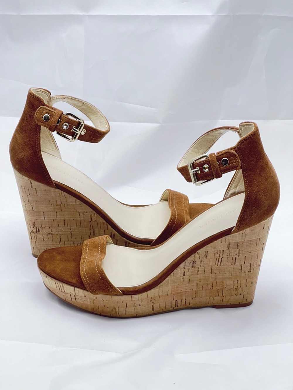 Marc Fisher Suede High Heel Platform Wedge Sandals - Size 9.5